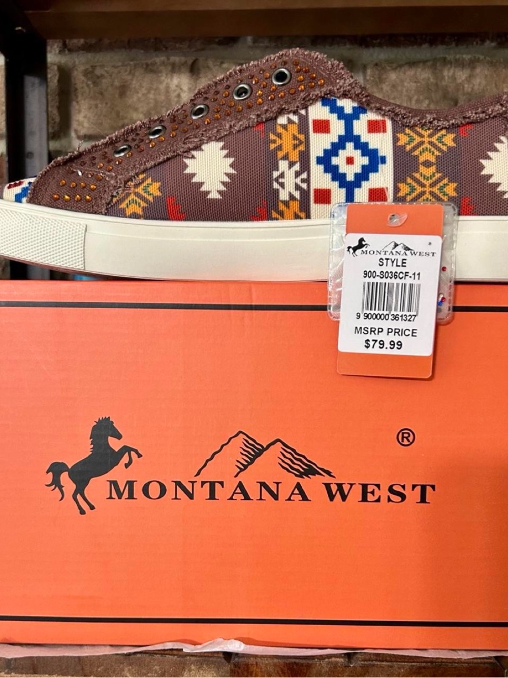 Montana West Brown & White Southwestern Pattern Slip-On Sneaker